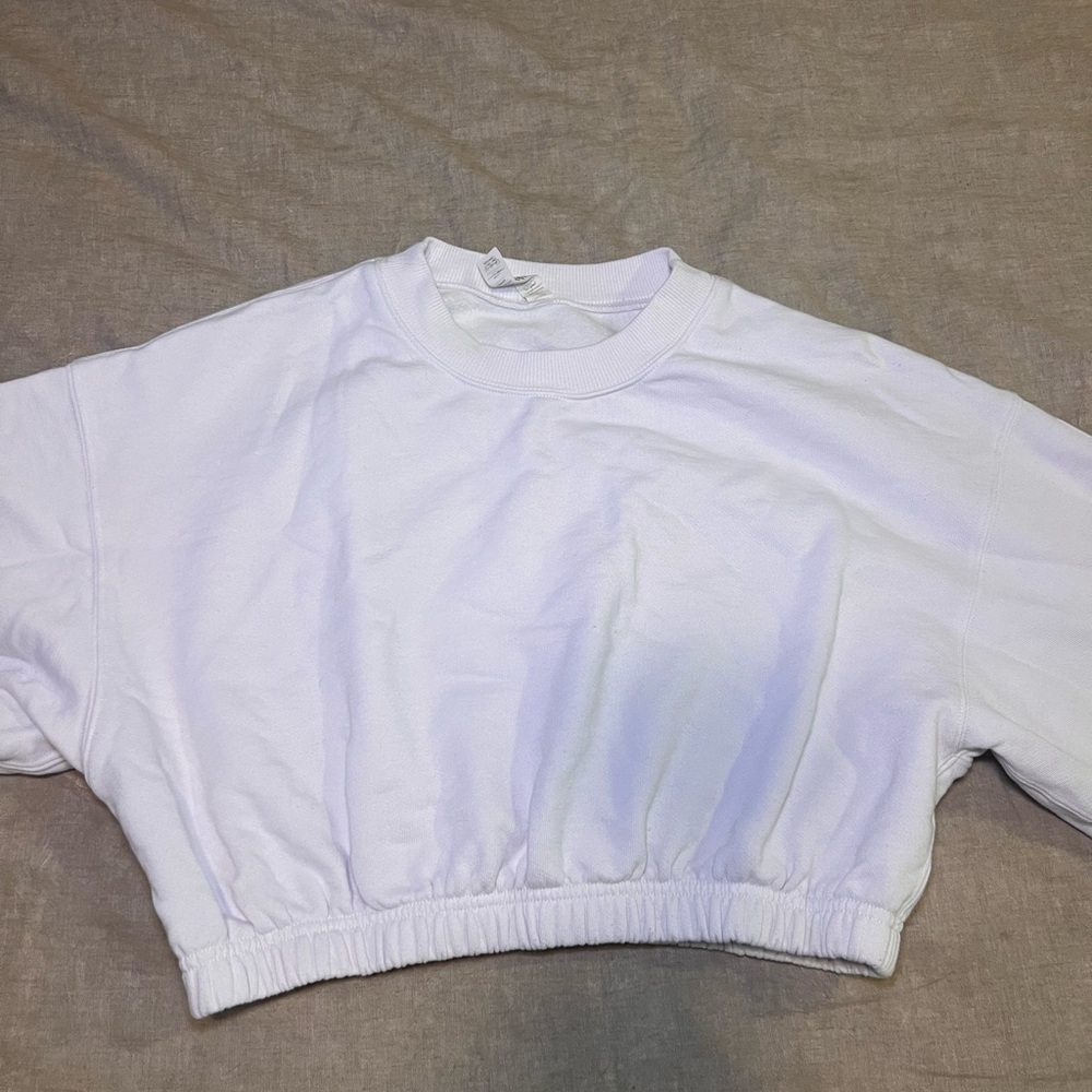 Alo White Cropped Sweatshirt